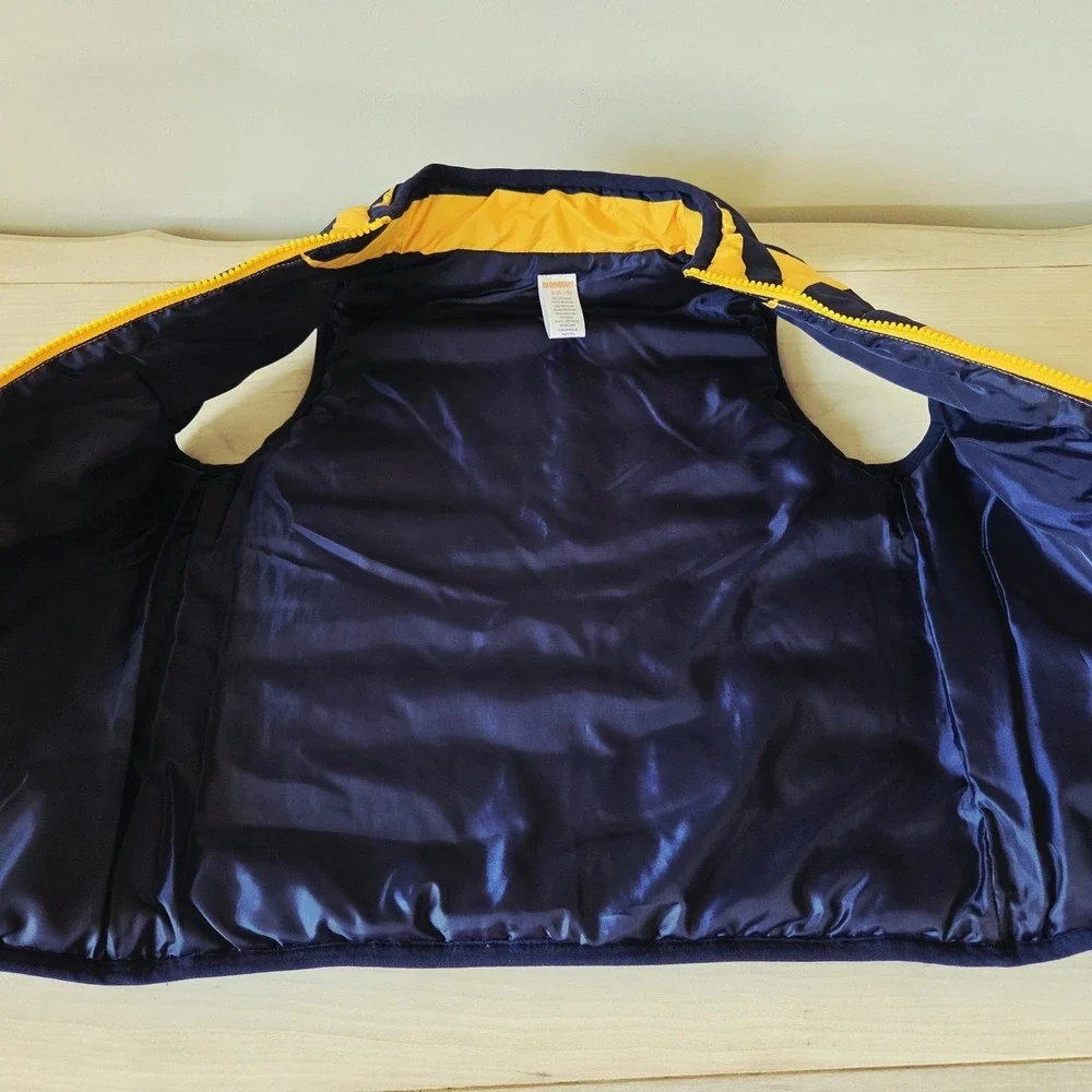 Gymboree Boys Size S(5-6) Puffer Vest Bright Yellow & Blue Stripe Back to School